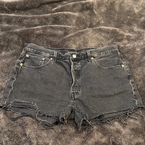 Levi's Pants - Levi's 501 Black Frayed Denim Shorts
